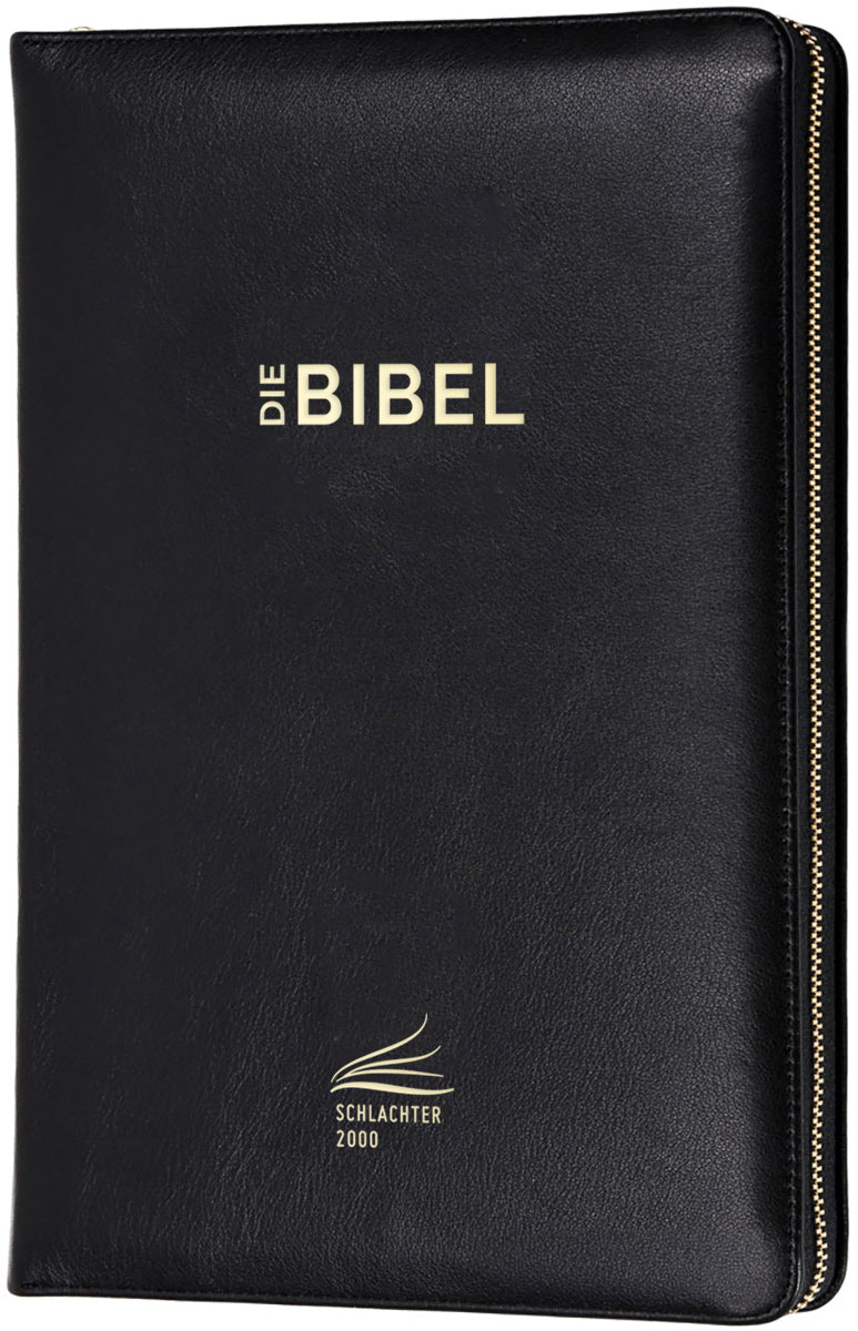 Schlachter 2000 Bibel - Standardausgabe (Kalbsleder, Goldschnitt, mit Reißverschluss, schwarz) – Originalabbildung von CLV