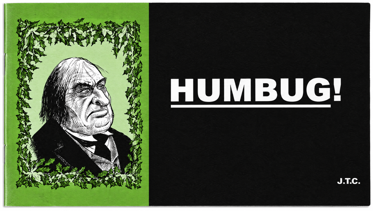 HUMBUG! – deutsches Chick-Heft mit grün-schwarzem Cover und Scrooge-Illustration